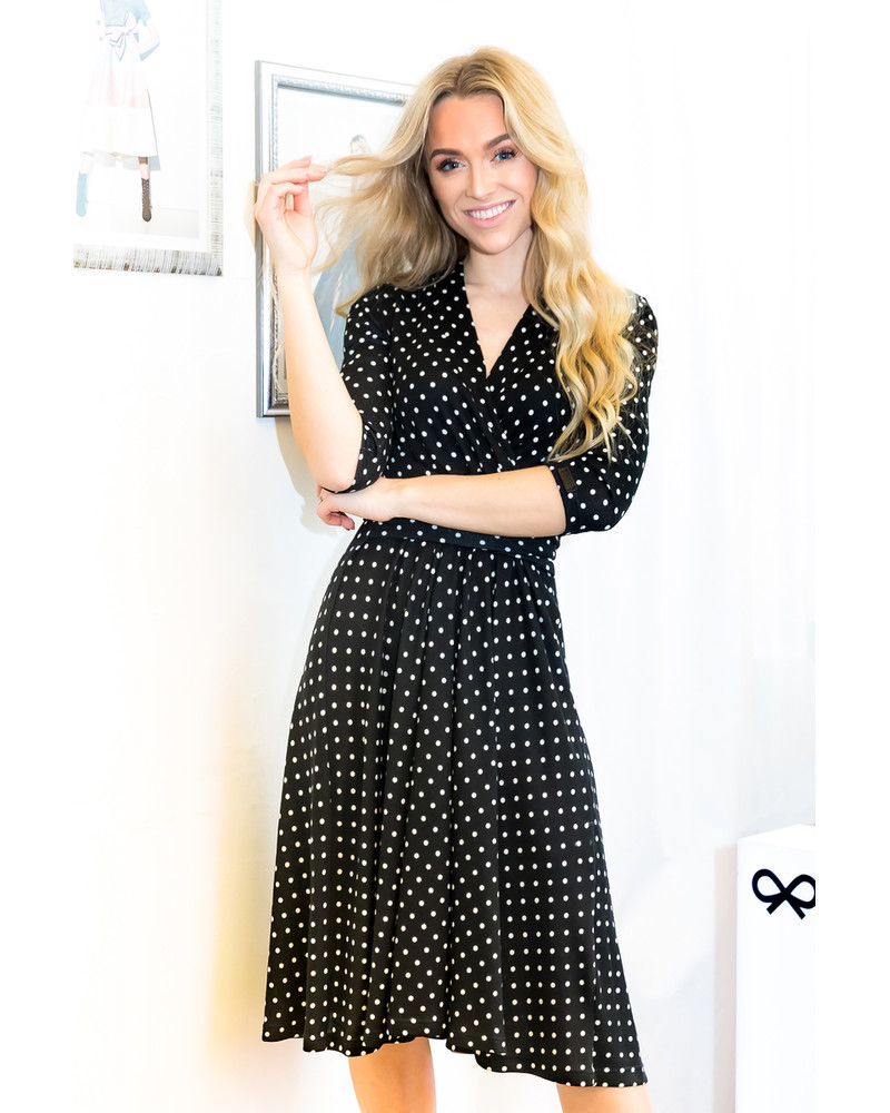 ELEGANT POLKA DOT DRESS BLACK
