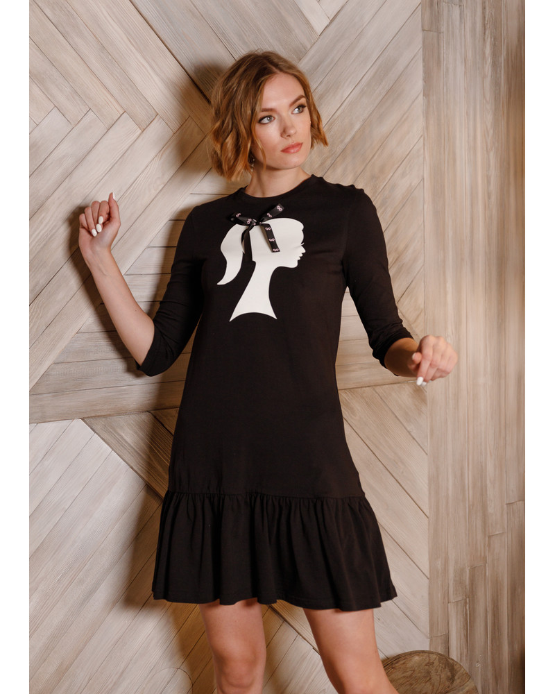 SILHOUETTE GIRL FRILL DRESS BLACK