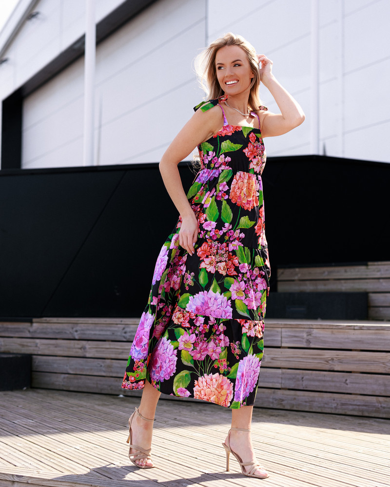 HORTENSIA KNOT MIDI DRESS BLACK