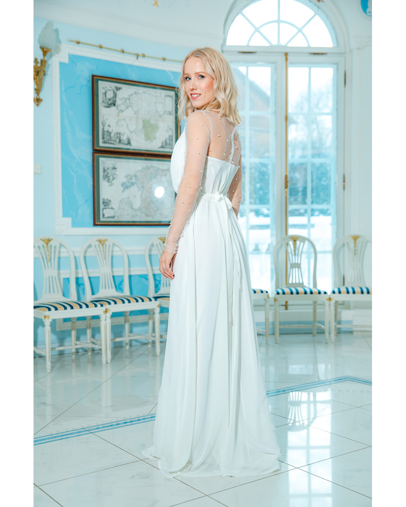 WHITE DREAMY PEARL MAXI DRESS