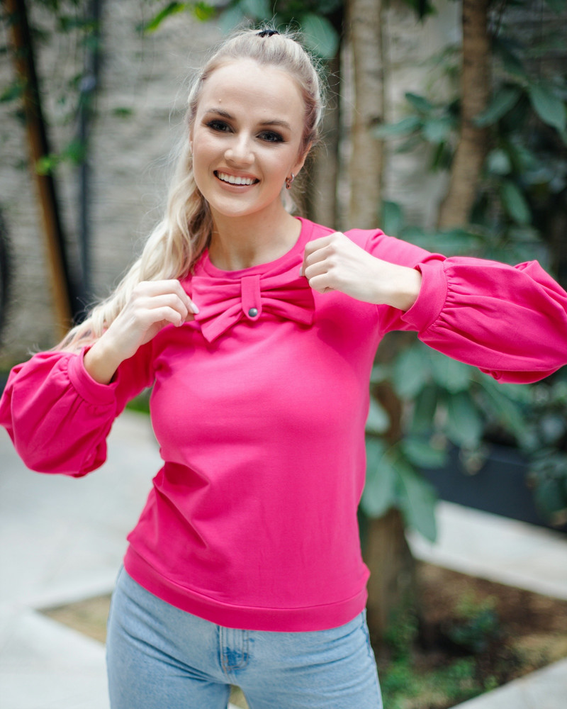 ALICE BOW SWEATSHIRT FUCHSIA