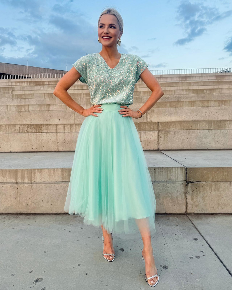 MINT MESH MIDI SKIRT