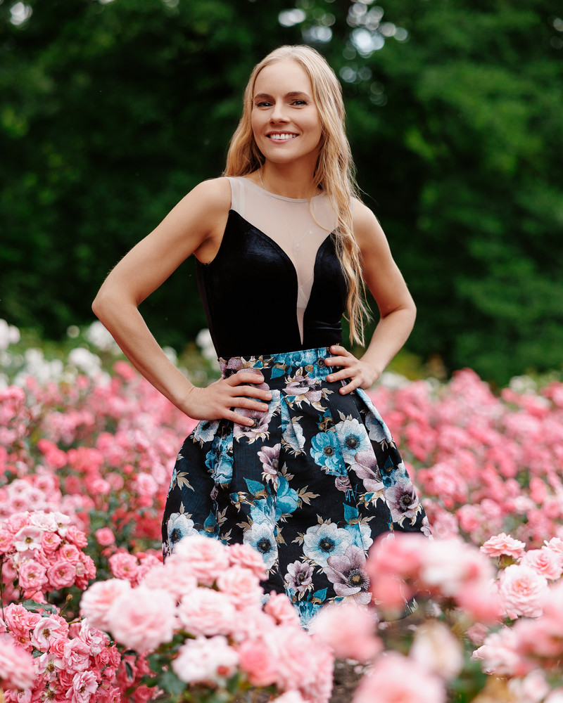 PETUNIA SKIRT JACQUARD FLOWER BLACK