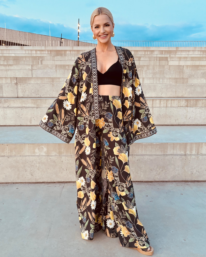CORNFLOWER BOHO WIDE TROUSERS BLACK