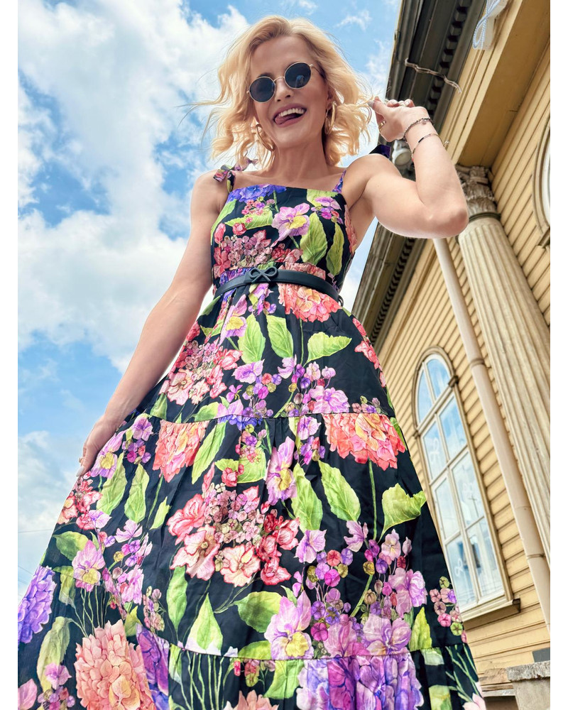 HORTENSIA KNOT MIDI DRESS BLACK