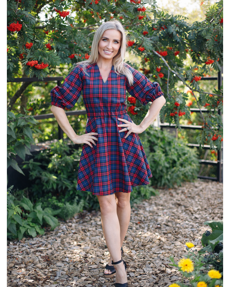 PUFF CIRCLE DRESS SQUARED RED