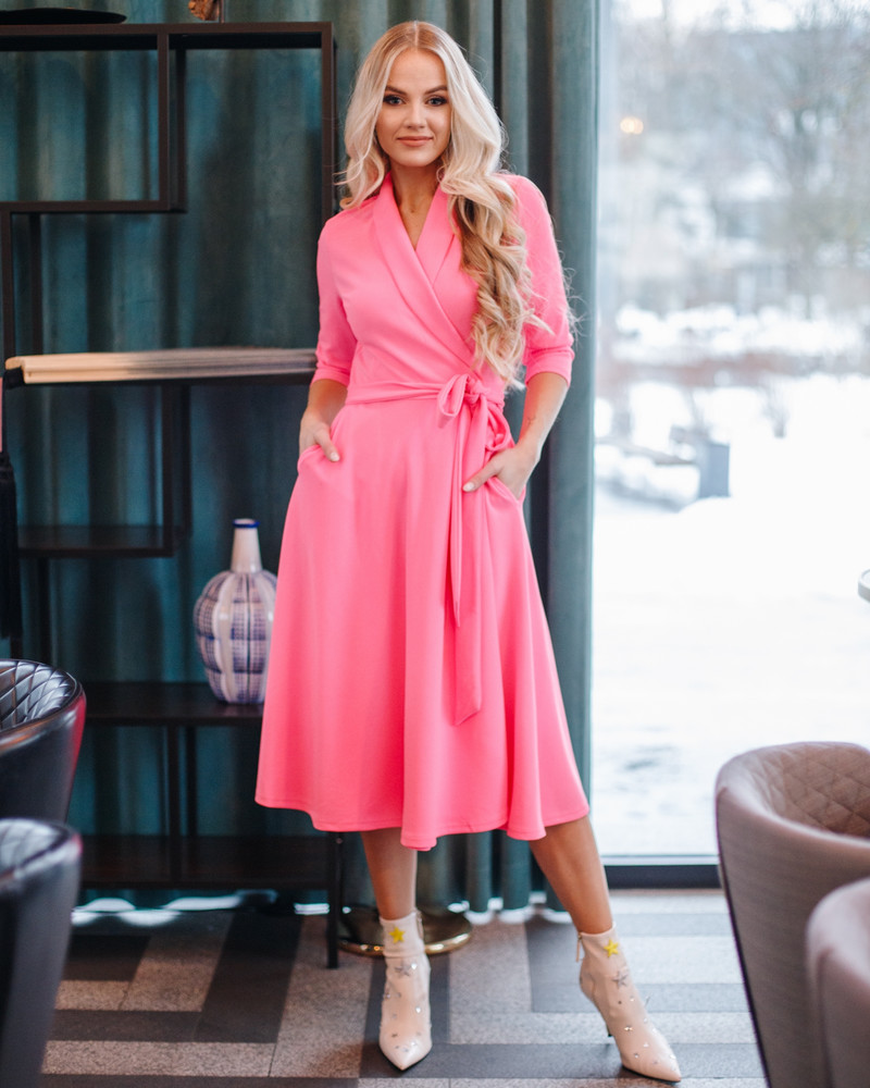 MOON MIDI DRESS NEON PINK
