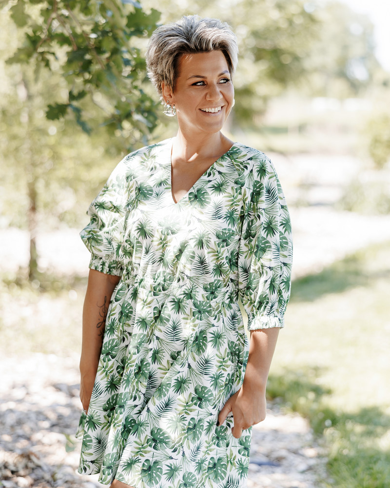 PUFF CIRCLE DRESS JUNGLE GREEN