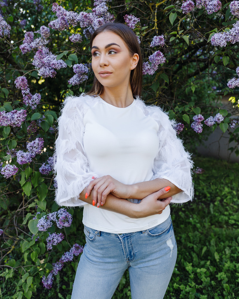 FRINGE RAGLAN SHIRT WHITE