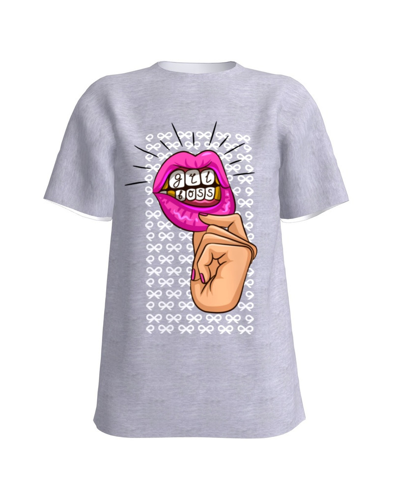 GIRL BOSS SLIM T-SHIRT LIGHT GREY