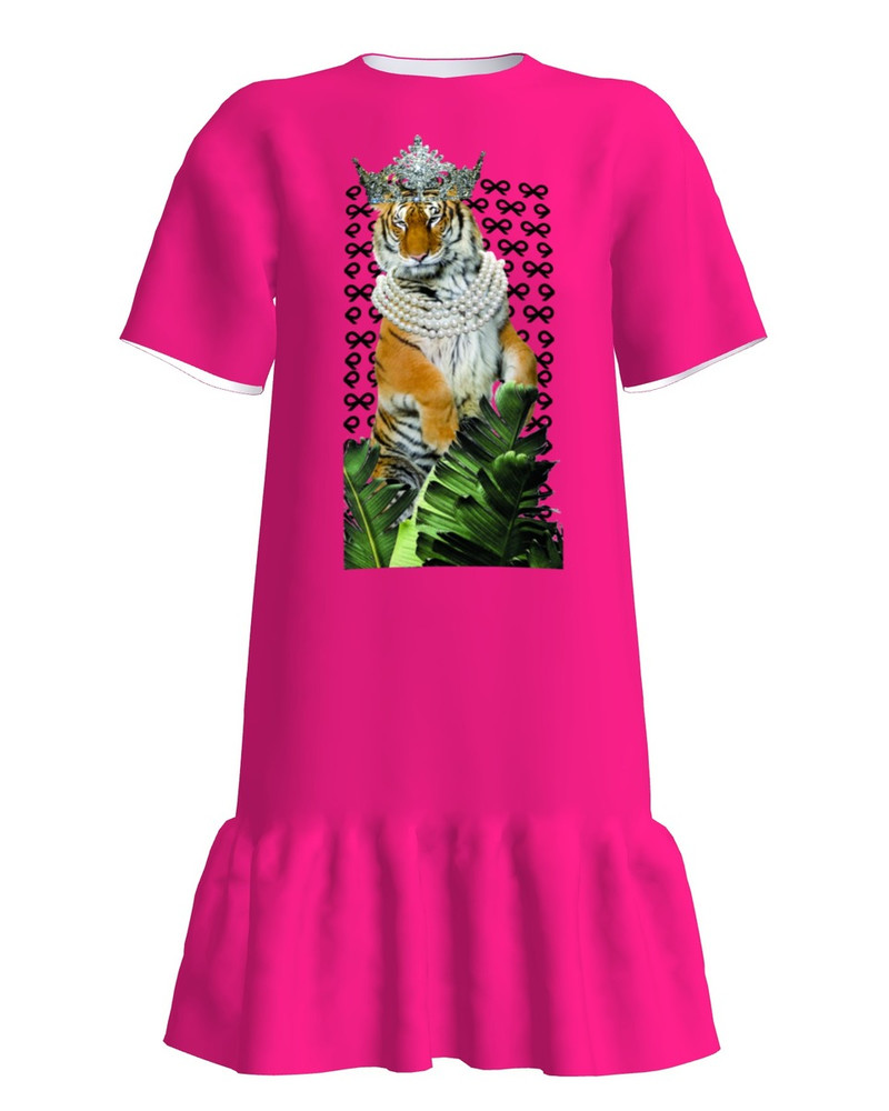 QUEEN OF JUNGEL FRILL DRESS FUCHSIA