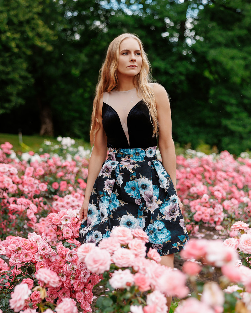 PETUNIA SKIRT JACQUARD FLOWER BLACK