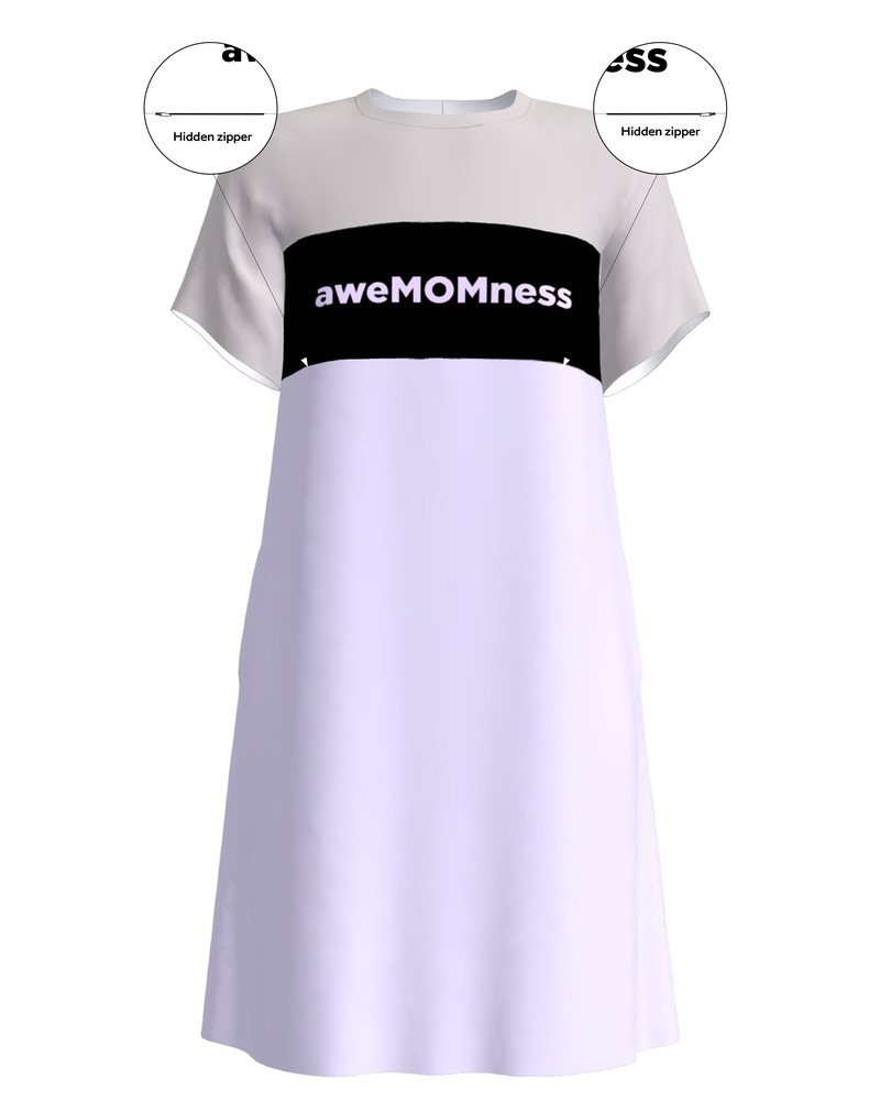 aweMOMness NURSING DRESS LILAC & GREY