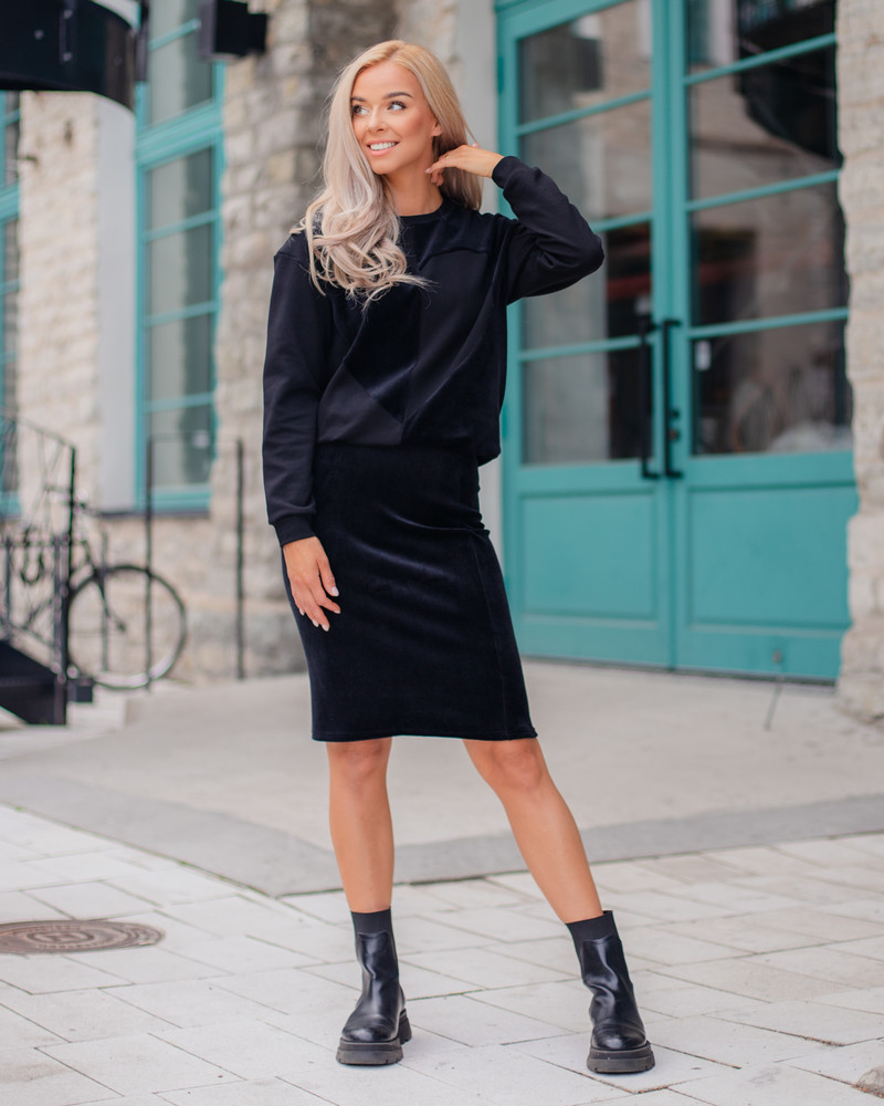VELVET HEART SWEATSHIRT BLACK