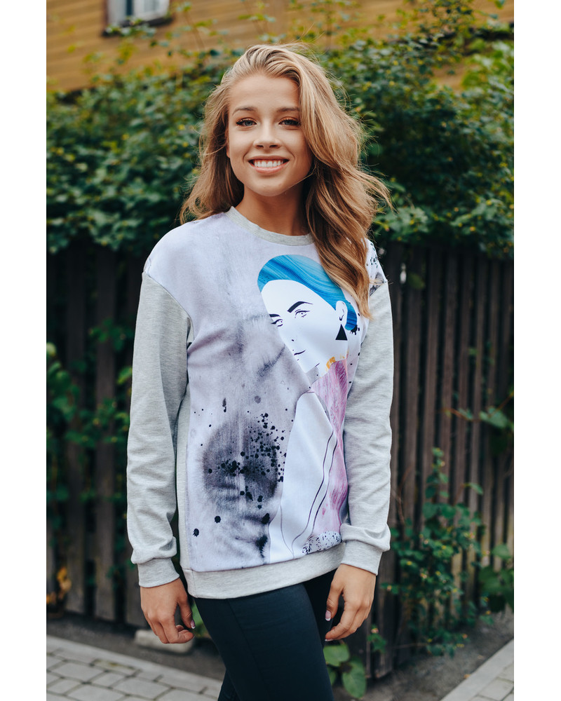 BLUE QUEEN OVERSIZE SWEATSHIRT GREY