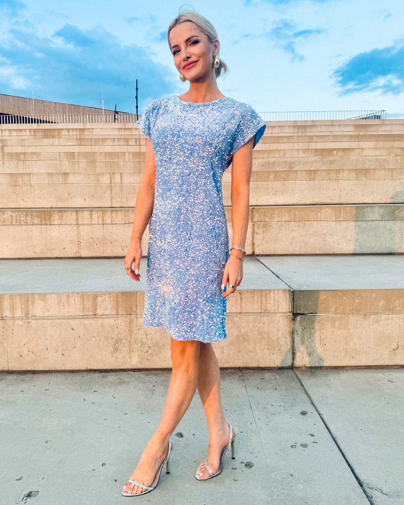 SEQUIN SLIM DRESS BLUE