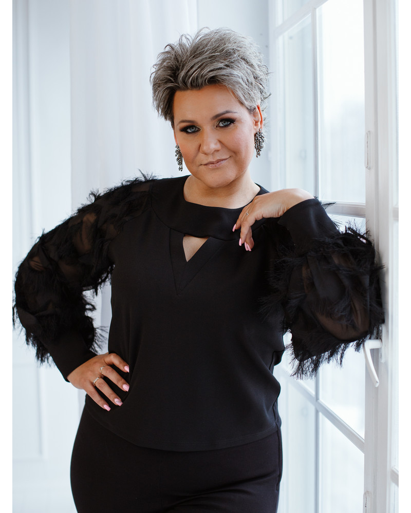 GALAXY FRINGE BLOUSE BLACK