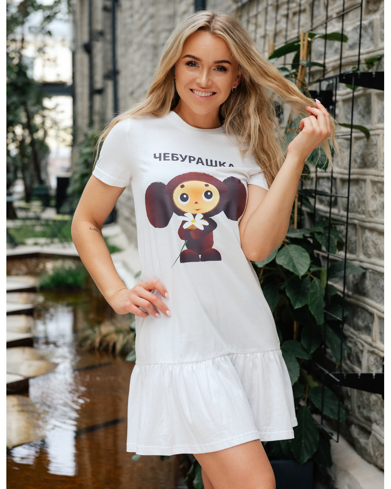 TŠEBURAŠKA FRILL DRESS WHITE