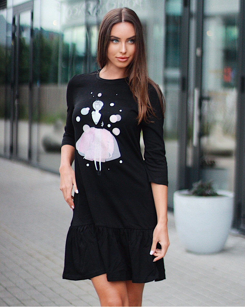 PINK GIRL FRILL DRESS BLACK