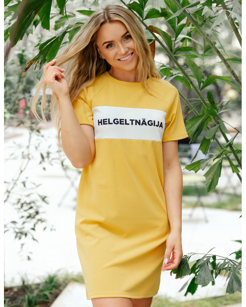 HELGELTNÄGIJA RAGLAN DRESS YELLOW