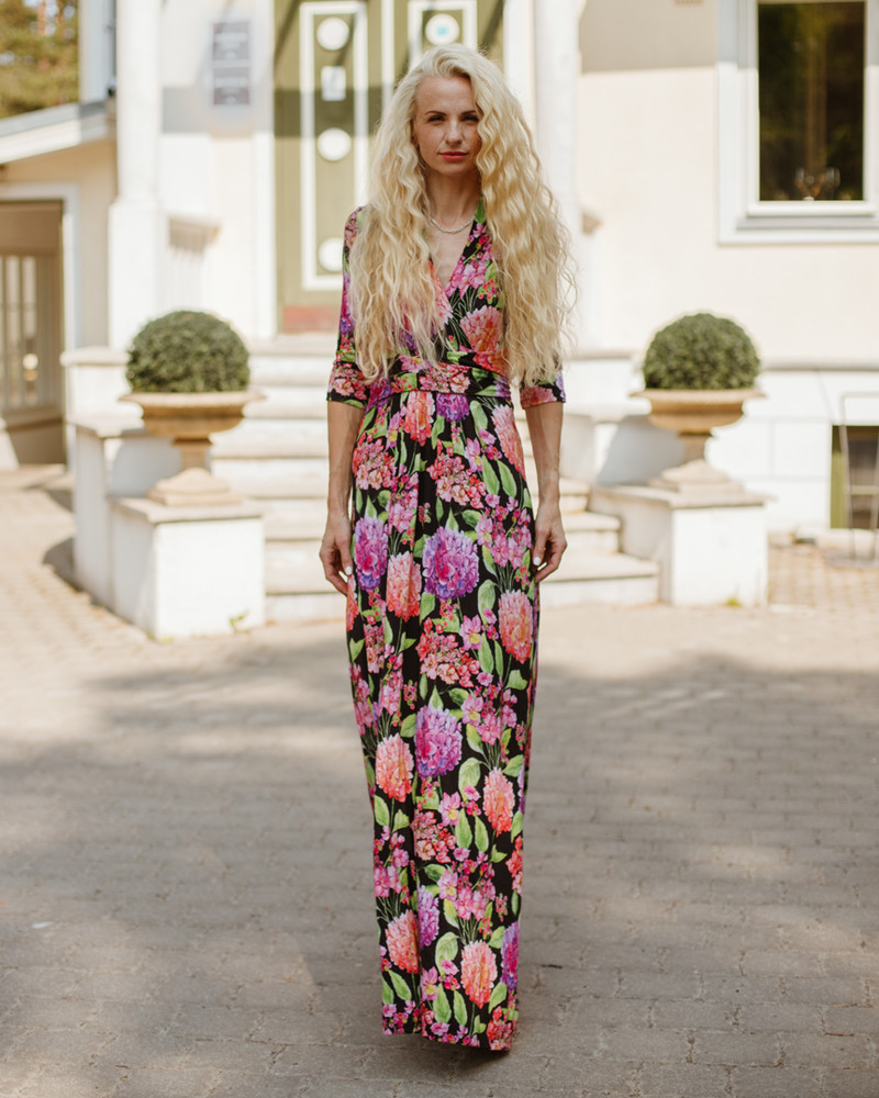 HORTENSIA MAXI ELEGANT DRESS BLACK