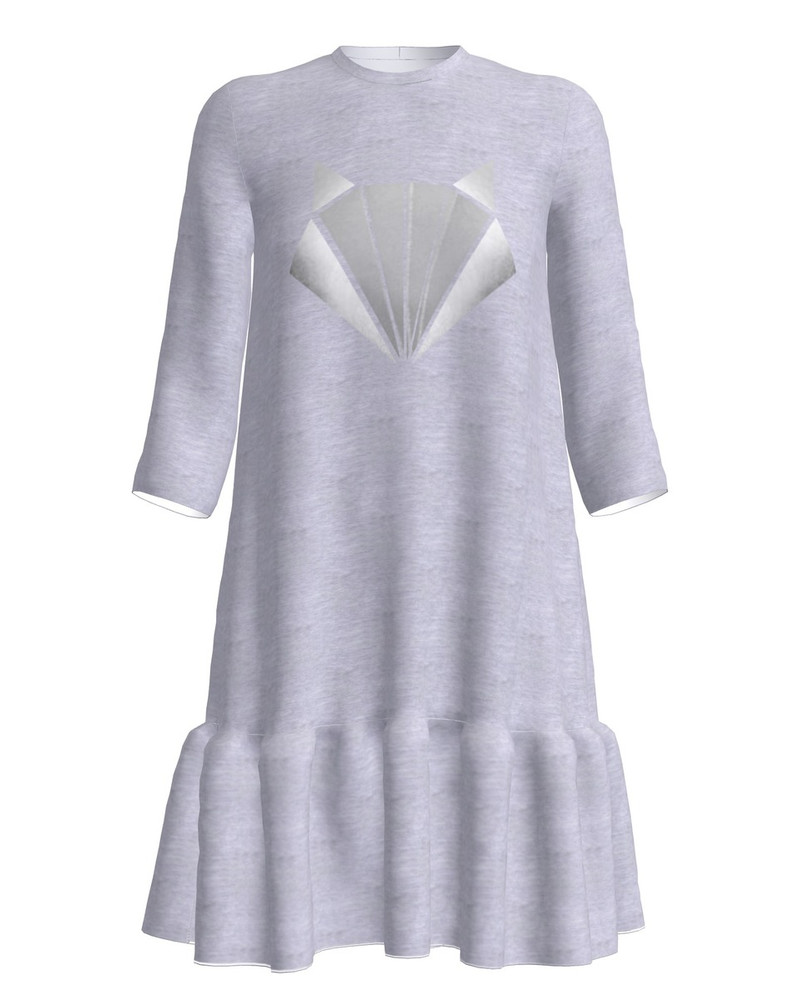 SILVER FOX KIDS FRILL DRESS LIGHT GREY