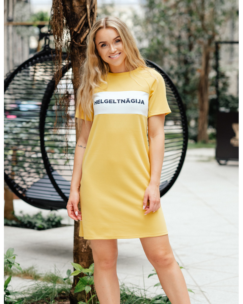 HELGELTNÄGIJA RAGLAN DRESS YELLOW