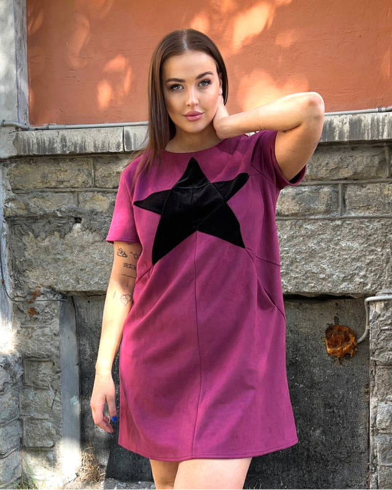 BLACK STAR MINI DRESS PURPLE