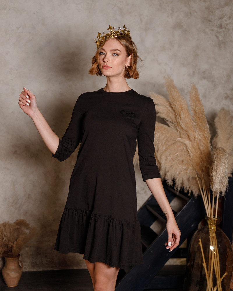 GOLD ANGEL FRILL DRESS BLACK