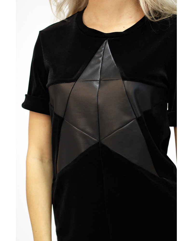 BLACK STAR BLACK VELVET T-SHIRT