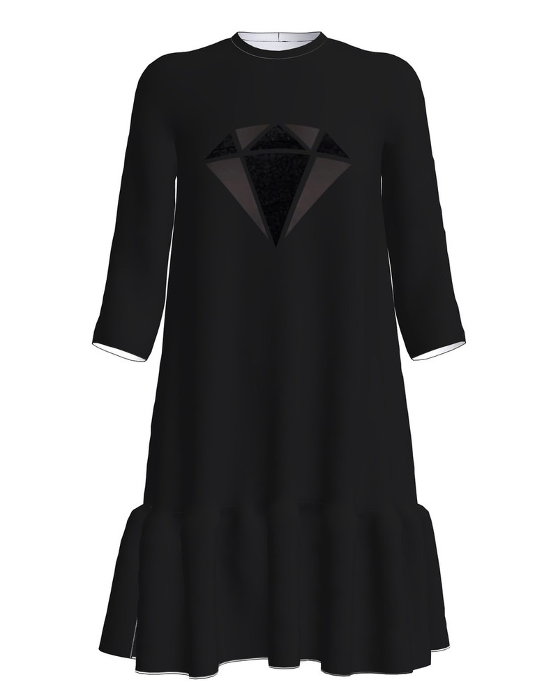 DIAMOND FRILL DRESS BLACK