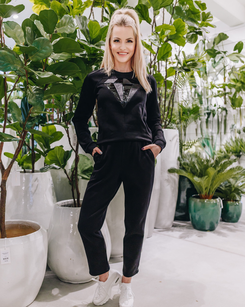 LEATHER DIAMOND SWEATSHIRT BLACK