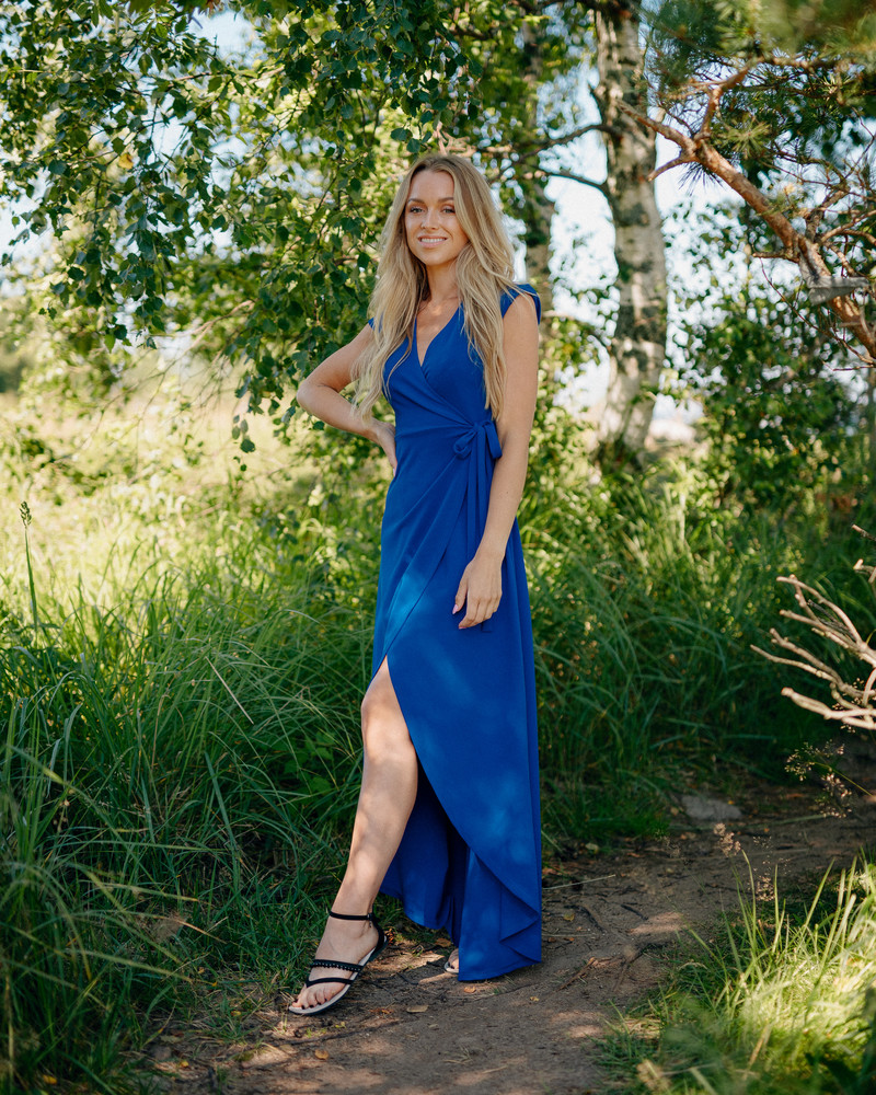 WRAP MAXI DRESS ELECTRIC BLUE