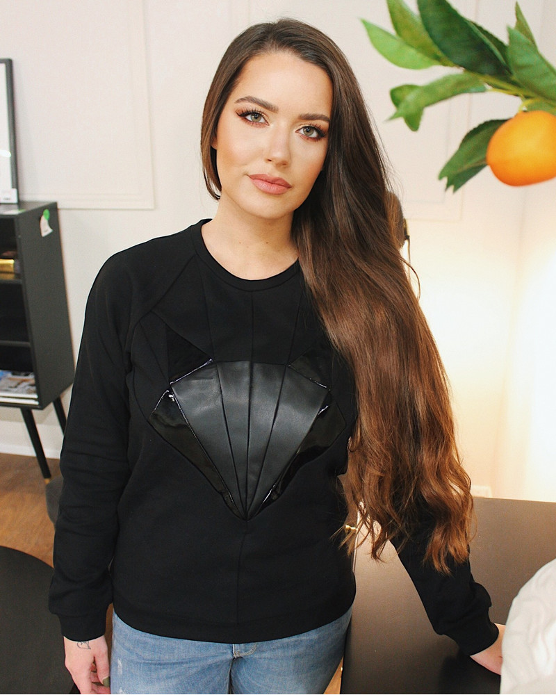 BLACK LEATHER FOX SWEATSHIRT BLACK