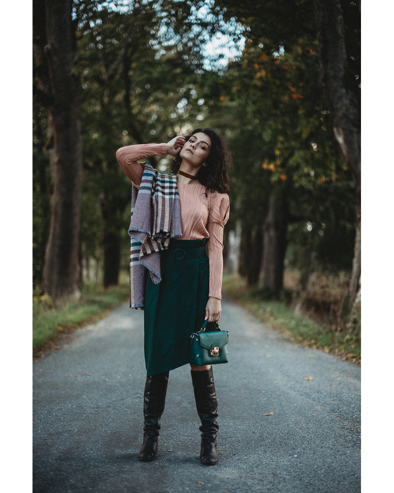 GREEN WRAP BELT SKIRT