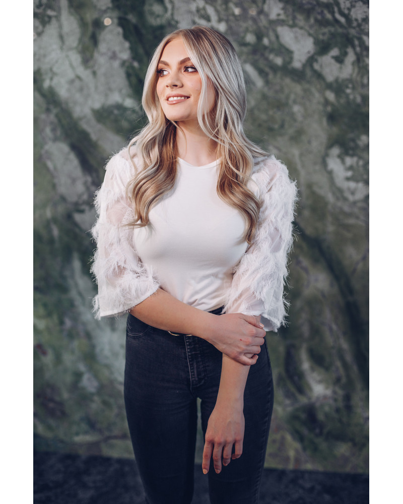 FRINGE RAGLAN SHIRT WHITE