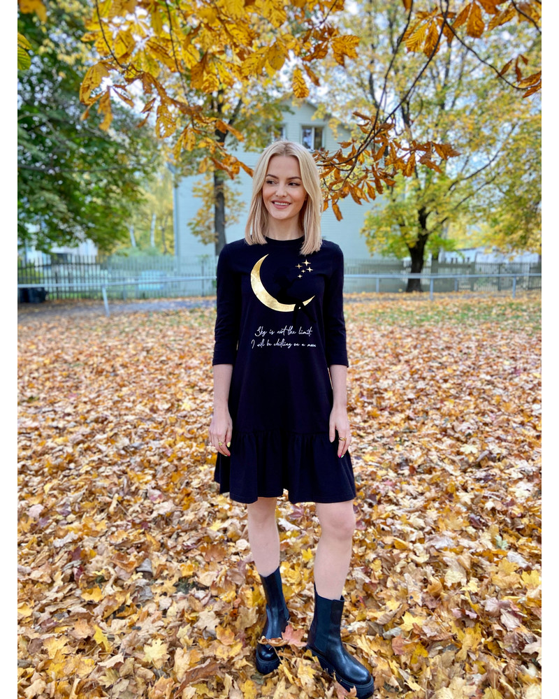 MOON WOMAN FRILL DRESS BLACK
