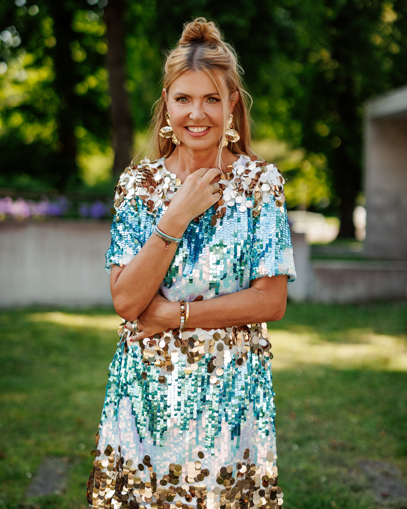 SEQUIN DRESS MINT GOLD