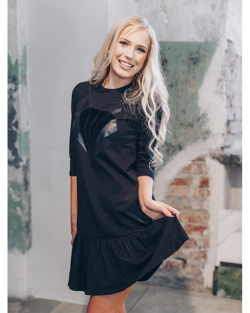 BLACK FOX FRILL DRESS BLACK