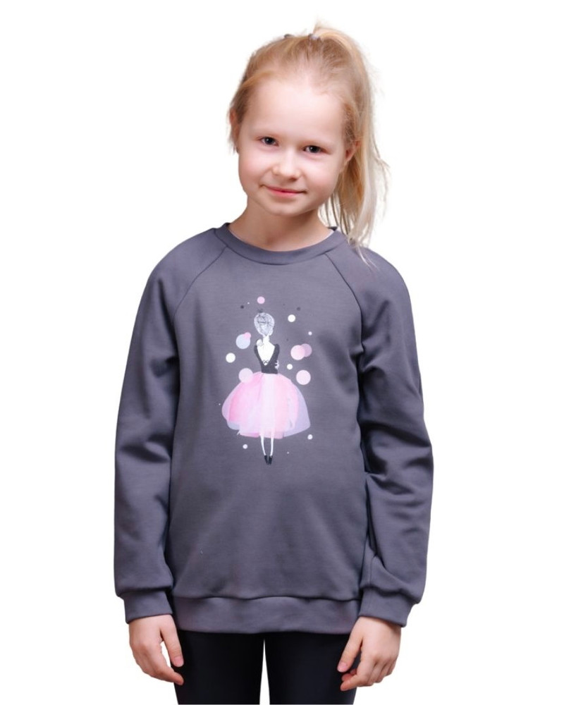 PINK GIRL KIDS SWEATSHIRT DARK GREY