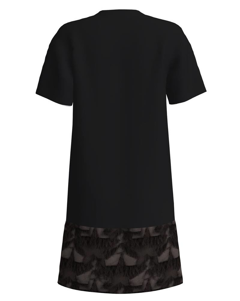 NU POGODI FRINGE BORDER DRESS BLACK