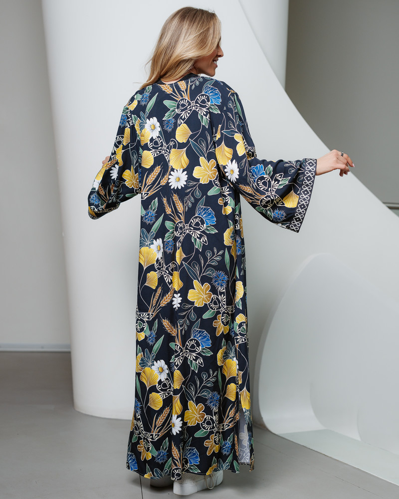 CORNFLOWER FLYAWAY KIMONO BLACK