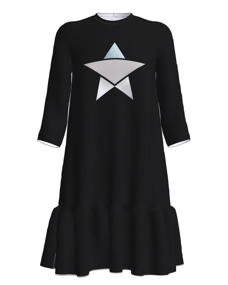 SILVER STAR FRILL DRESS BLACK