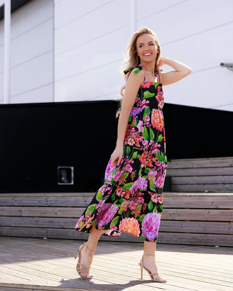 HORTENSIA KNOT MIDI DRESS BLACK