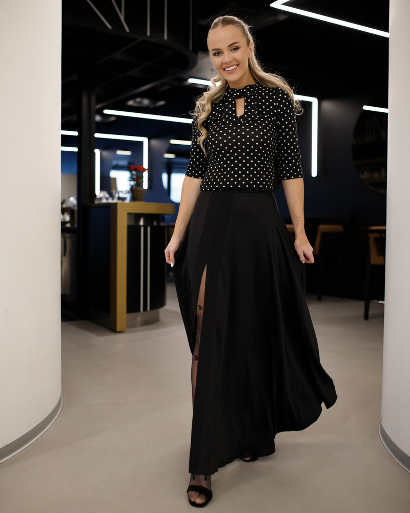 DOLLABLE POLKA DOT QUARTER SHIRT BLACK