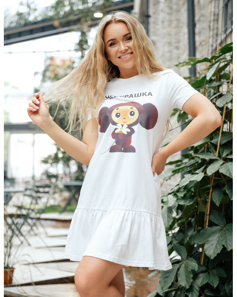 TŠEBURAŠKA FRILL DRESS WHITE