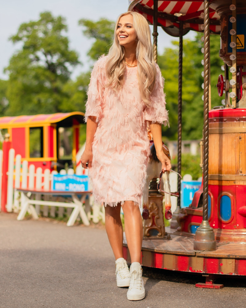 FRINGE DRESS PEACHY