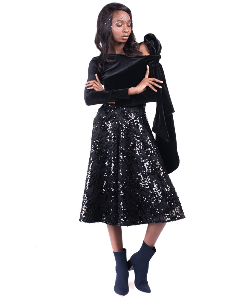 THE GREAT BEAUTY BLACK VELVET SHIRT