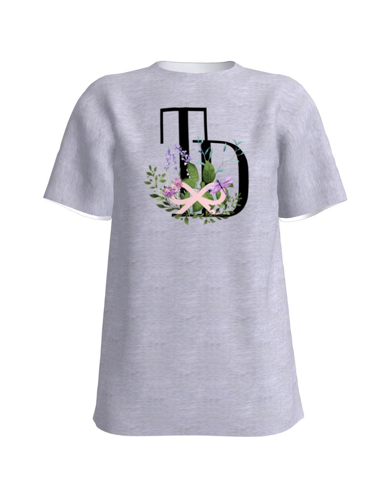 TD FLORAL SLIM T-SHIRT LIGHT GREY