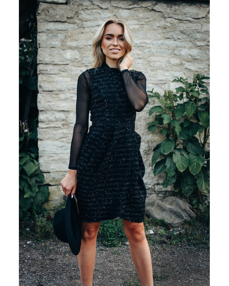 BLACK SPARKLE TULIP POCKET DRESS duplicate